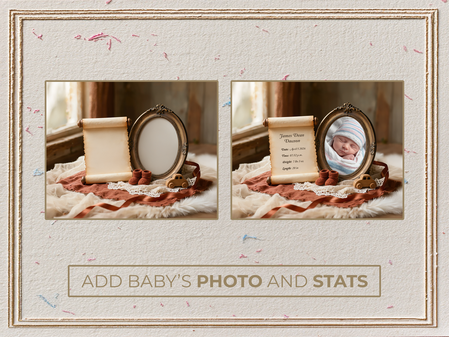 Vintage Baby Birth Announcement