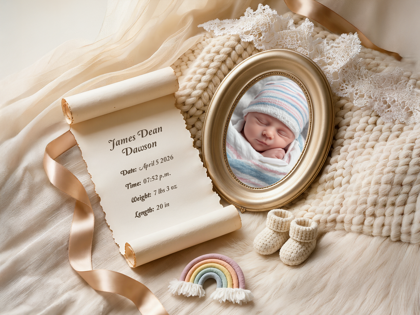 Rainbow Baby Birth Announcement