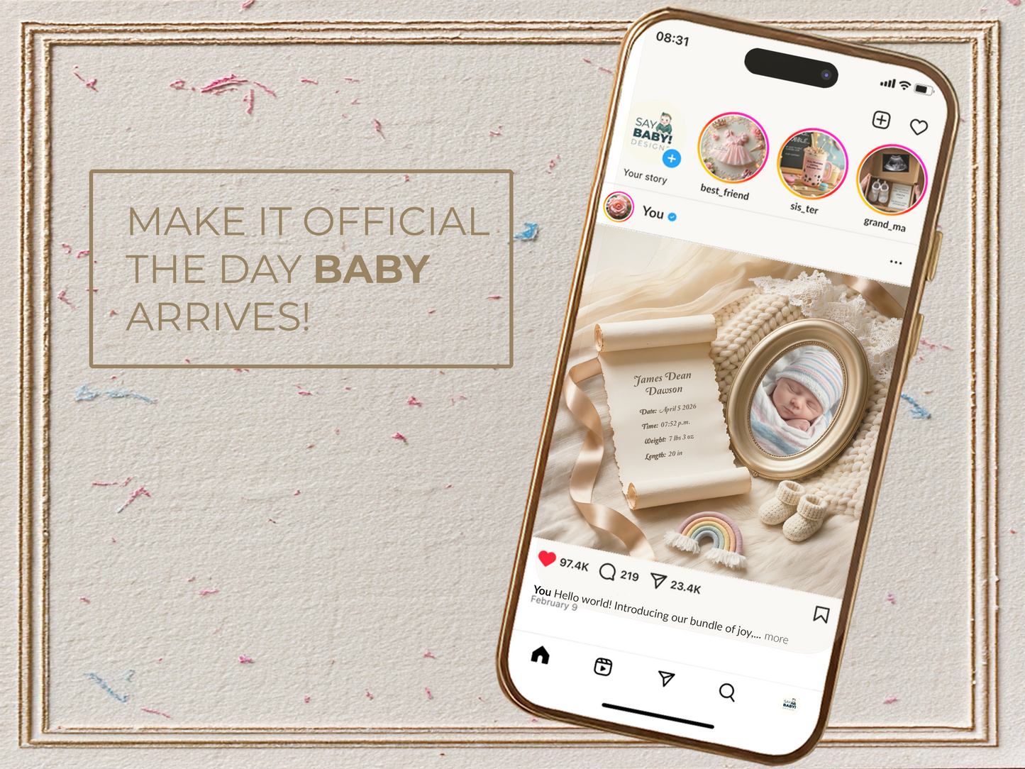 Rainbow Baby Birth Announcement