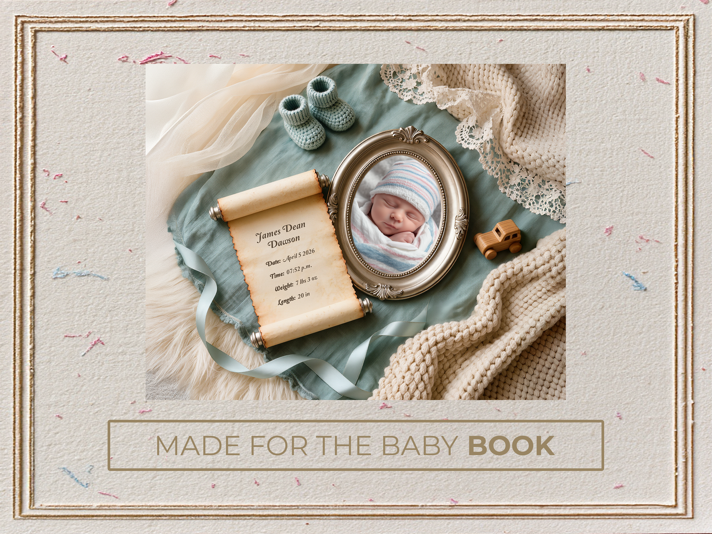 Dusty Blue Baby Birth Announcement