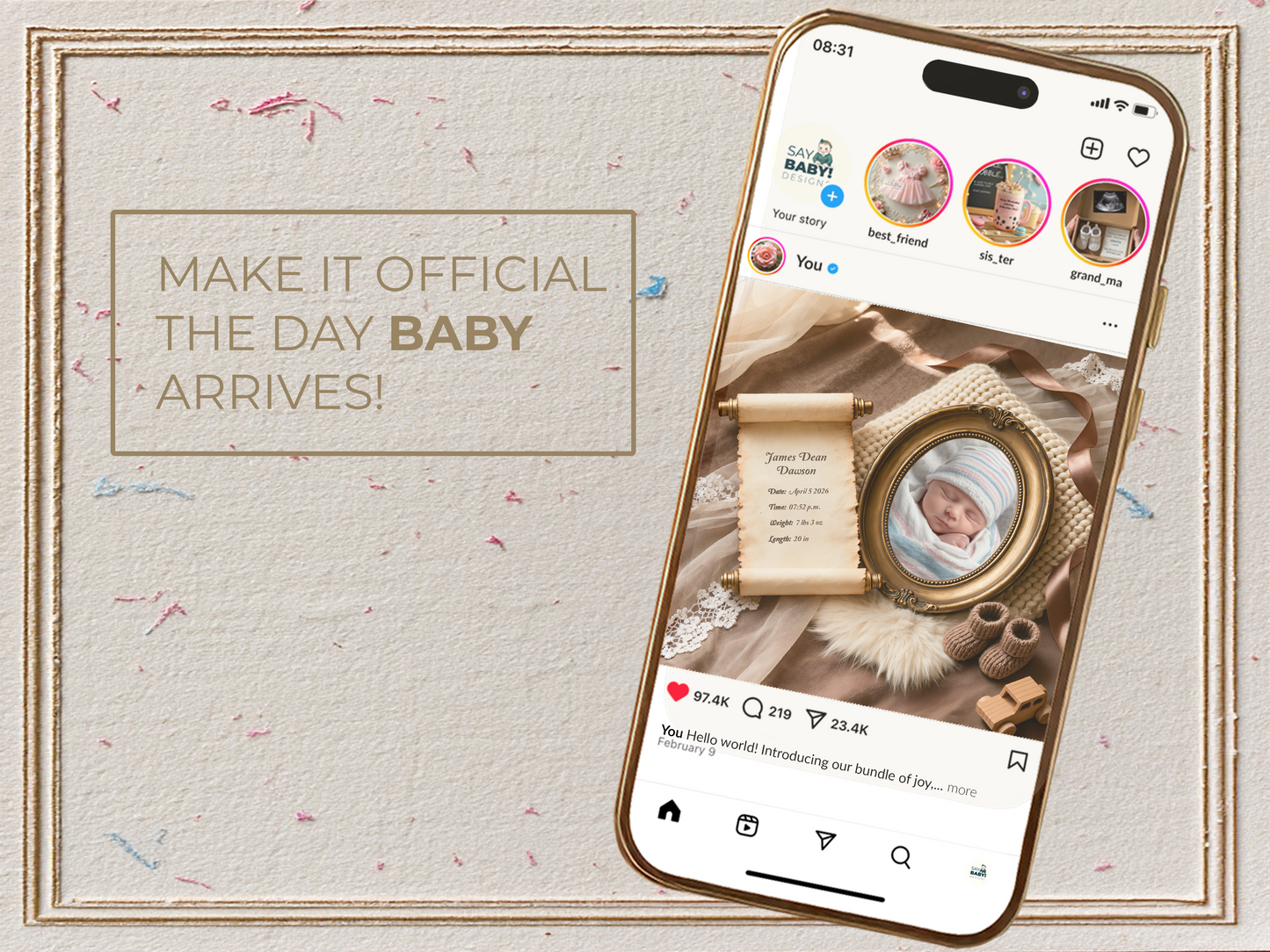 Camel Baby Birth Announcement