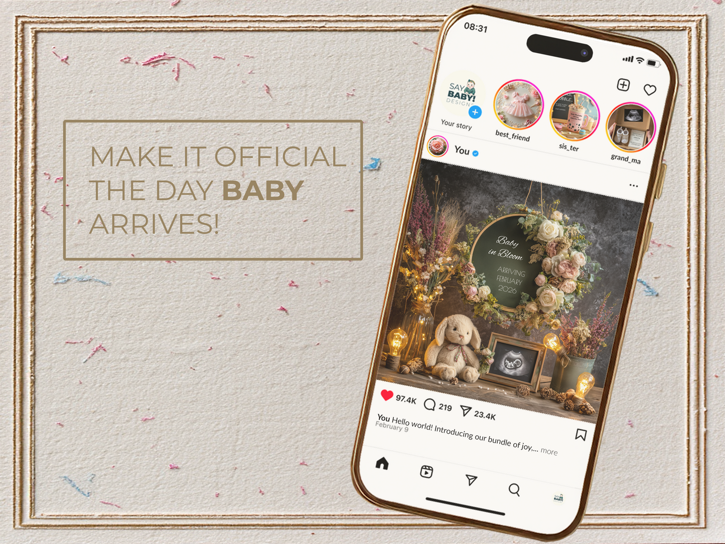 Boho Chic Pregnancy Announcement