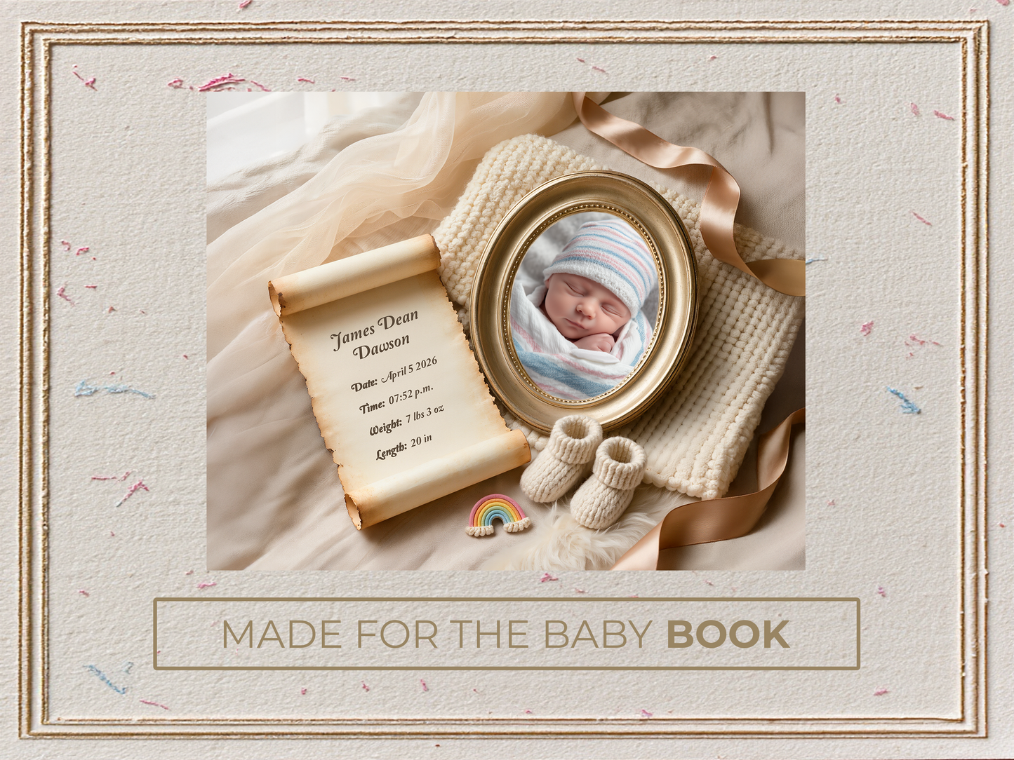 French Vanilla Baby Birth Announcement