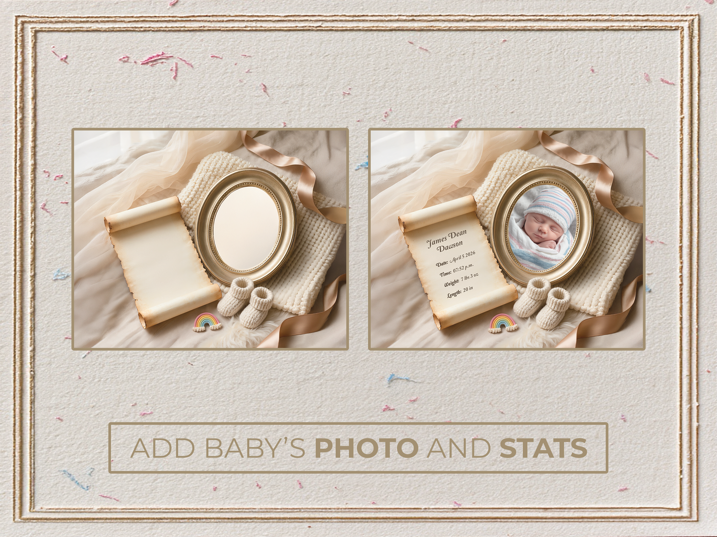 French Vanilla Baby Birth Announcement