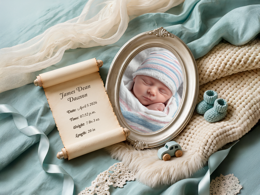 Aqua Baby Birth Announcement