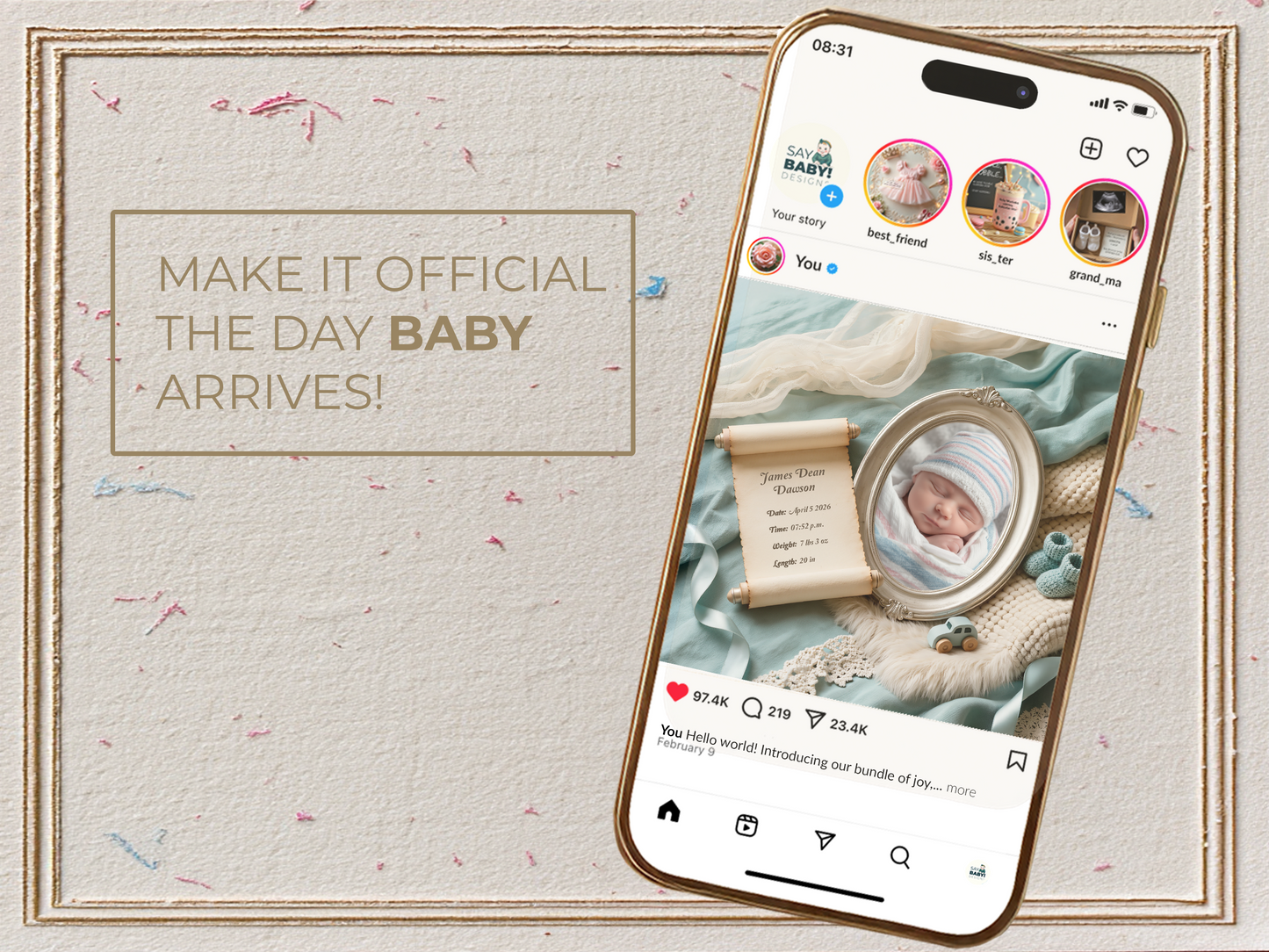 Aqua Baby Birth Announcement