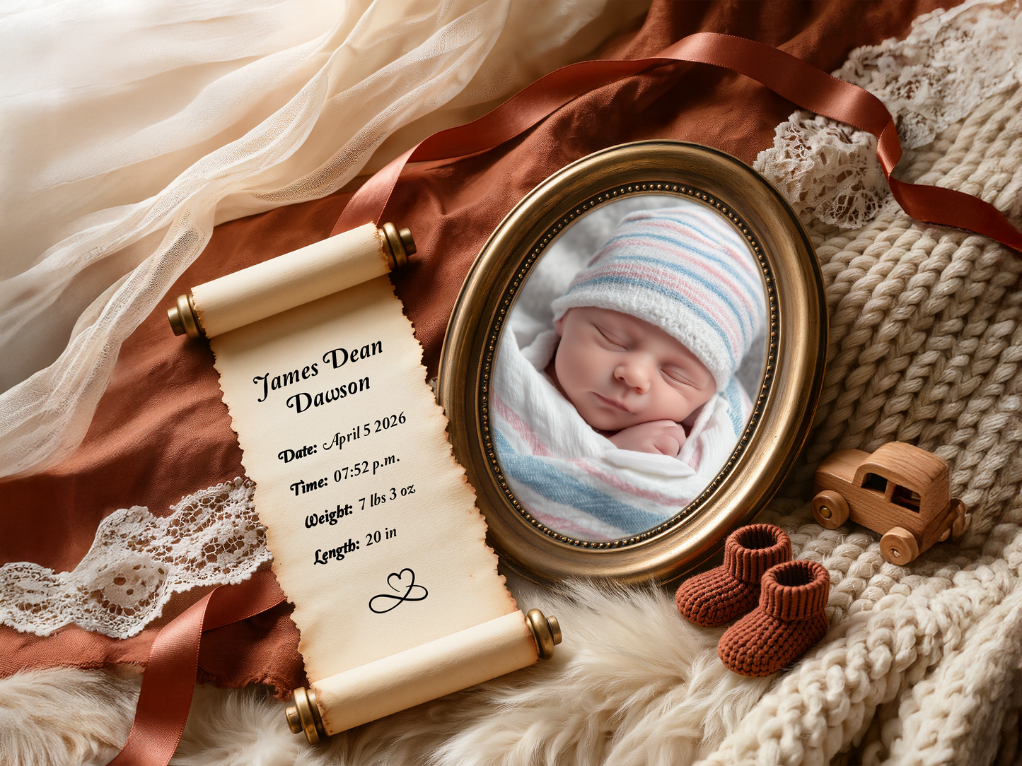 Terracotta Baby Birth Announcement