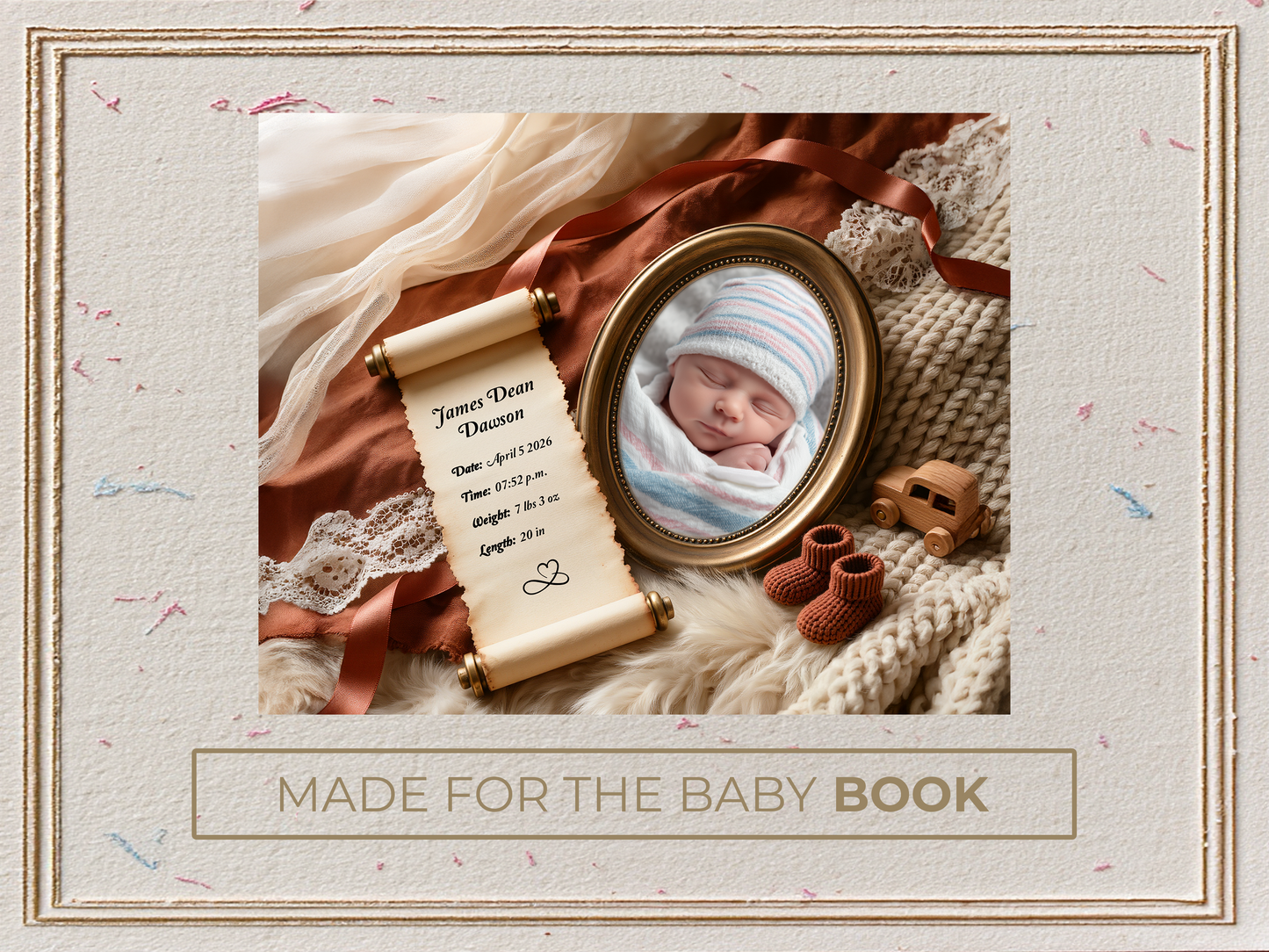 Terracotta Baby Birth Announcement