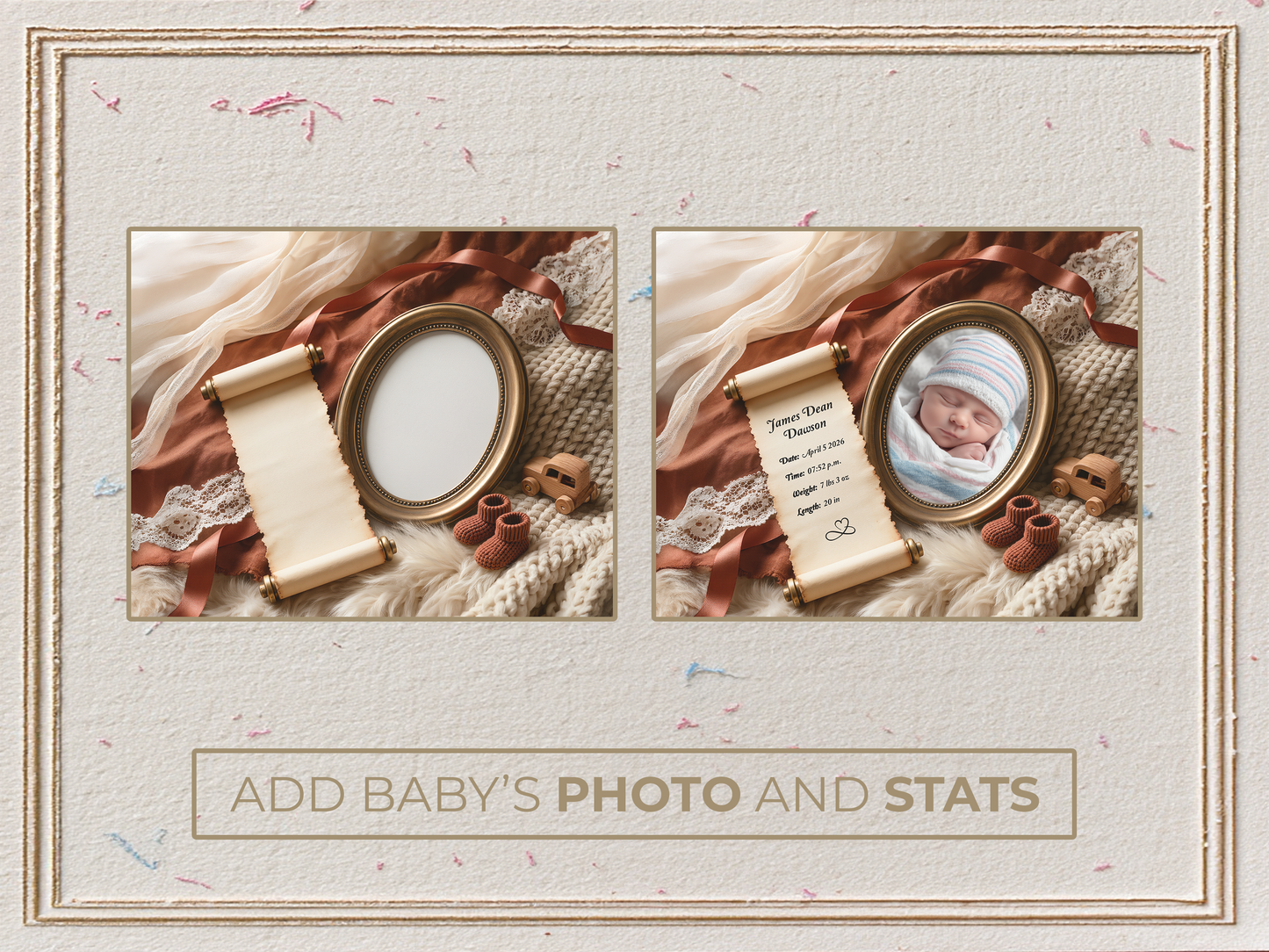 Terracotta Baby Birth Announcement