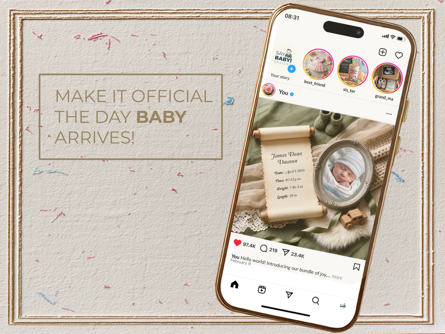 Olive Baby Birth Announcement