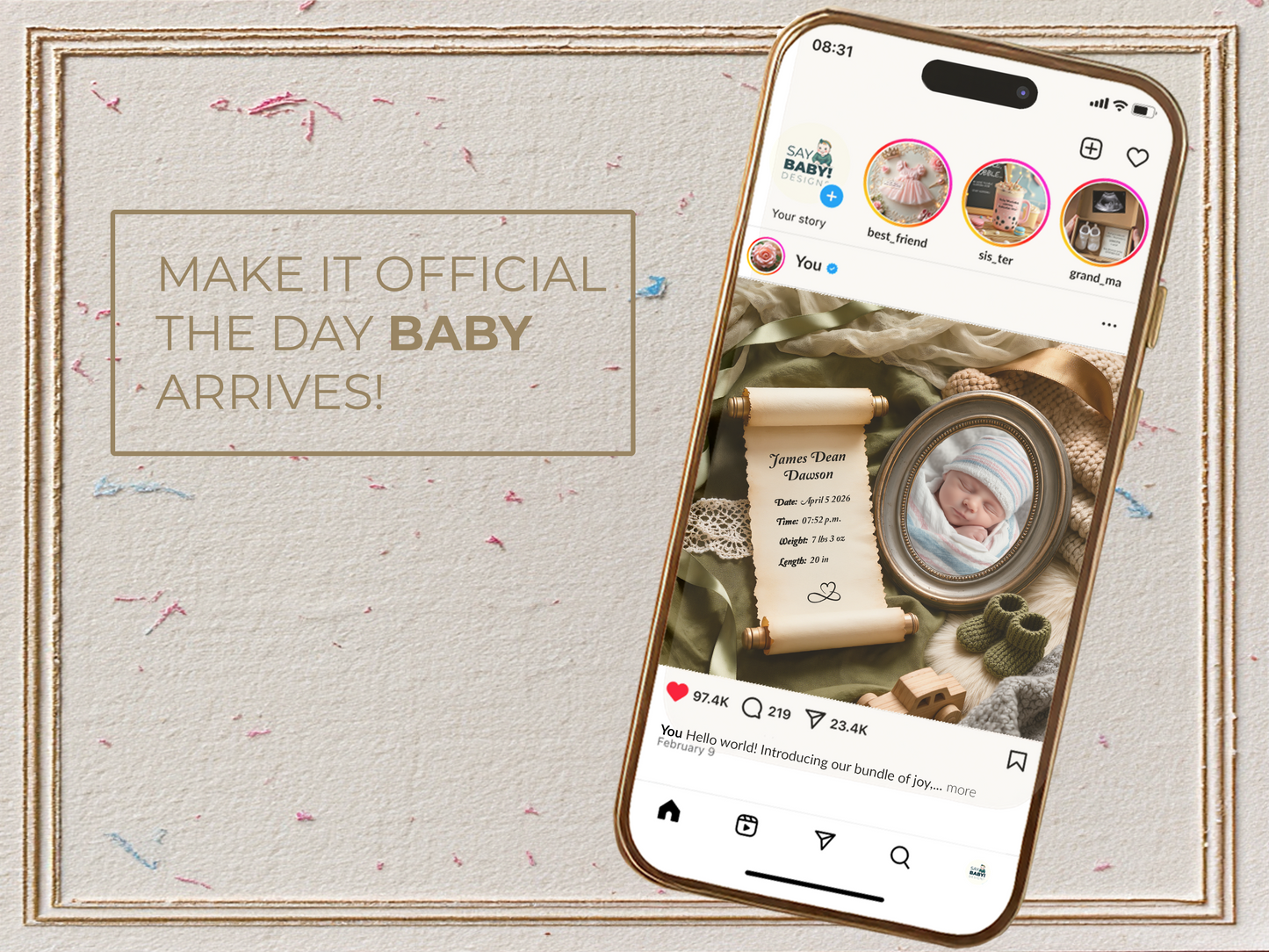 Moss Baby Birth Announcement