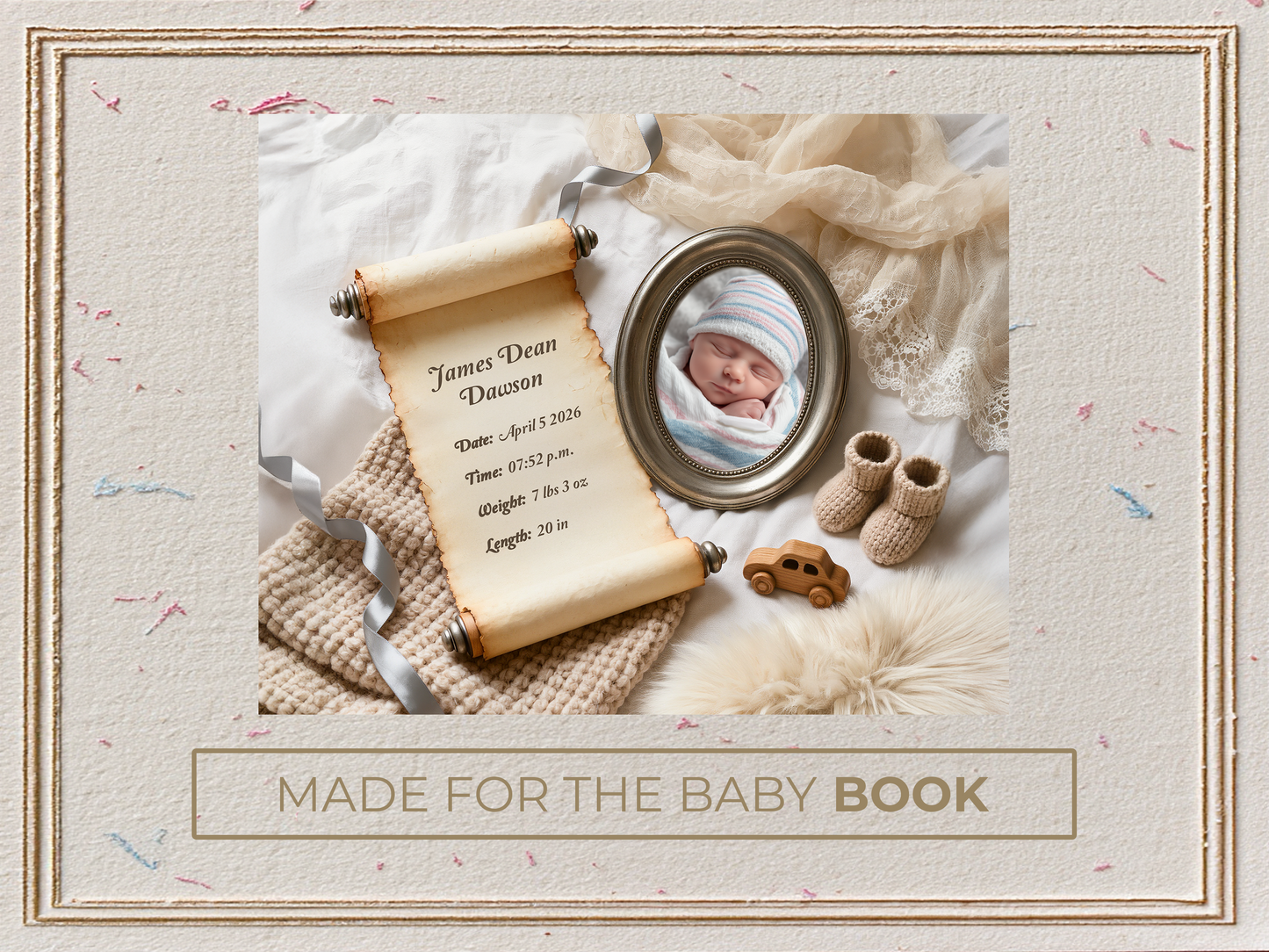 Silver Fog Baby Birth Announcement