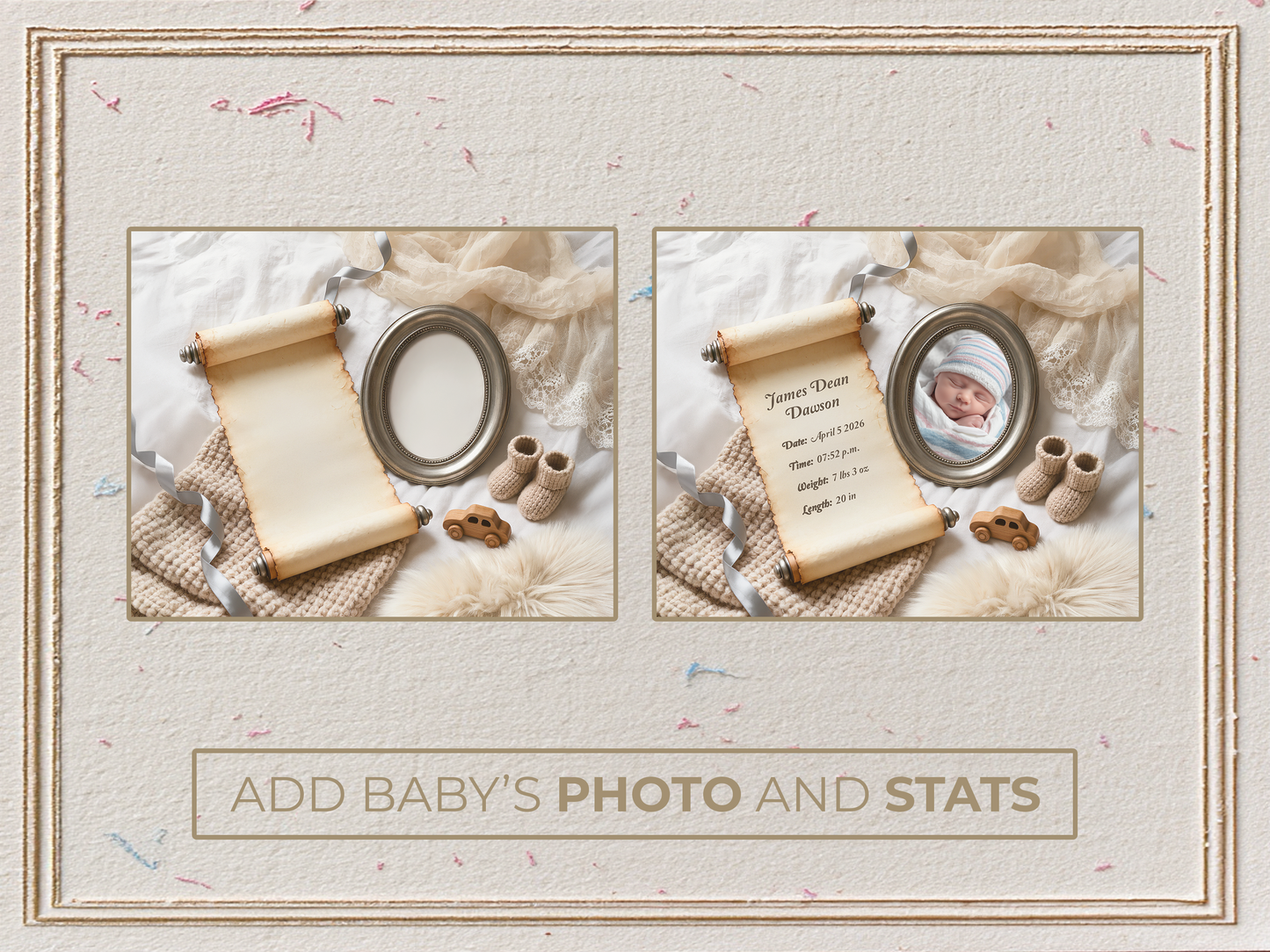 Silver Fog Baby Birth Announcement